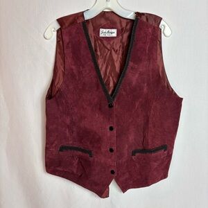 Vintage 90’s Suede Vest – Women’s L – Burgundy/Wine – Retro Western Boho